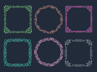 Hand drawn vintage frame with flower art style