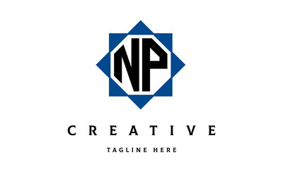 Naklejka premium NP double square latter logo vector