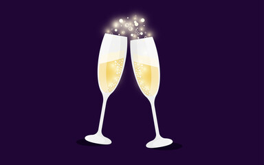 Glasses of champagne. Glass of bubbly. Sparkling champagne