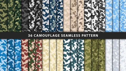 Fotobehang Collection military and army camouflage seamless pattern © Mangata Work