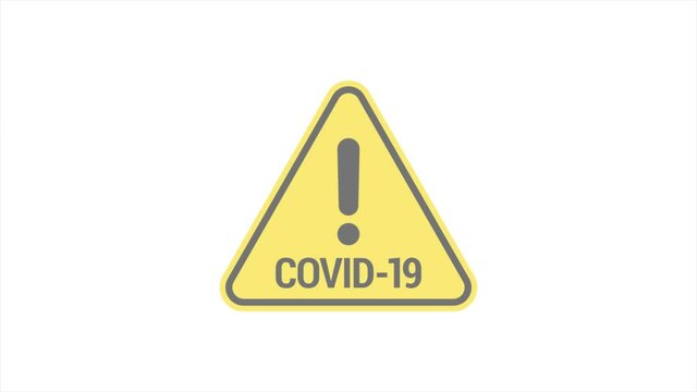 Covid-19 Exclamation Sign Animation. Biohazard Symbol 4K Animation You Can Use Your Website Design, Mobile App Or Industrial Design. Vector Illustration