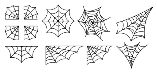 Vector Collection - Set of spider webs for Halloween day