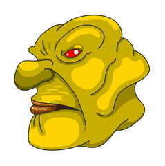 Masque jaune  et or aux yeux rouges