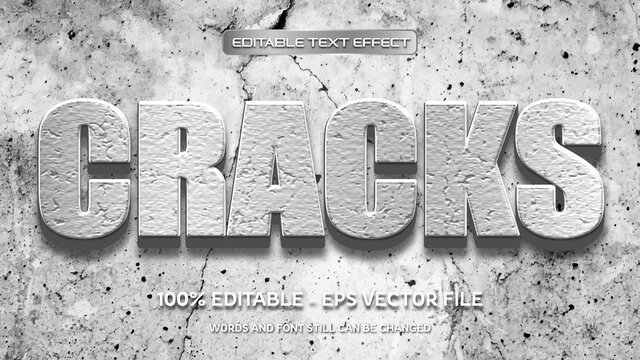 Cracks Editable text effect with dark cracked wall background