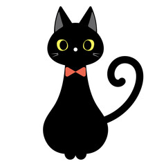 座っている黒猫のイラスト
