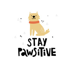 cute vector illustration of dog and lettering text