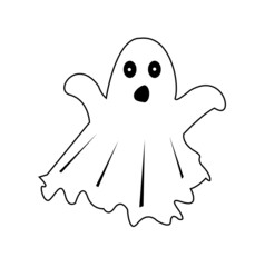 A white ghost with waving hands on a white background