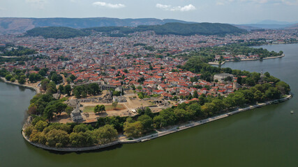 Aerial drone photo of iconic castle and ancinet citadel of Ioannina featuring Byzantine Museum, Its...