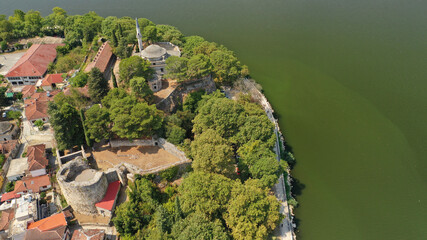 Aerial drone photo of iconic castle and ancinet citadel of Ioannina featuring Byzantine Museum, Its...