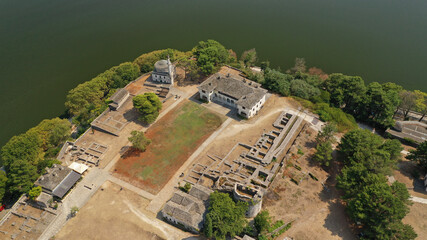 Aerial drone photo of iconic castle and ancinet citadel of Ioannina featuring Byzantine Museum, Its...