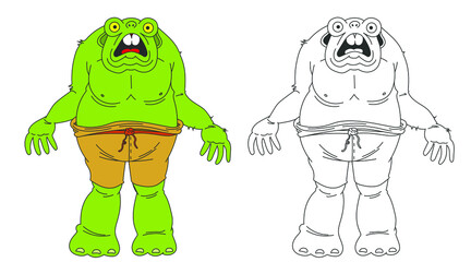 Monstre vert affolé qui à peur