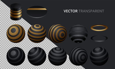 Set of vector spheres and balls on a transparent background