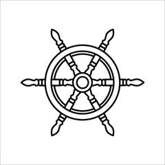 Obraz premium Steering Wheel Captain Boat Ship Yacht Compass Transport icon vector illustration on white background. eps 10