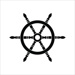 Obraz premium Steering Wheel Captain Boat Ship Yacht Compass Transport icon vector illustration on white background. eps 10