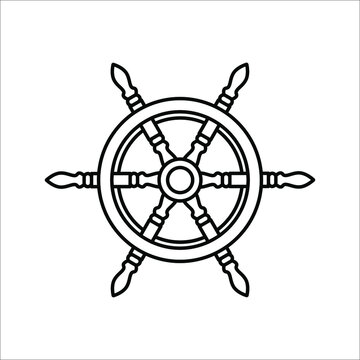 Steering Wheel Captain Boat Ship Yacht Compass Transport icon vector illustration on white background. eps 10