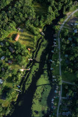 Aerial view on The lake at the village