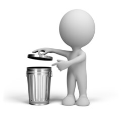 3d man with a trash can