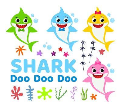 vector collection of cute baby shark cartoon