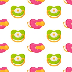 Vector illustration of the pacifier pattern. Baby pacifier seamless background pattern. Baby toy pacifier sign symbol pattern. Seamless pattern. 