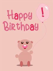 Fototapeta na wymiar baby birthday card with teddy bear