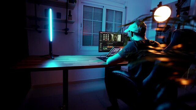 Quick edit session at filmmaking studio for a closed deadline