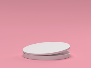 Pink Beauty products Stand or podium pedestal set for Cosmetic and skincare Packaging mockup minimal design on pink pastel background.concept cosmetic product.3d render.