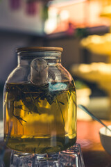 kettle with healthy herbal tea, prevention of colds