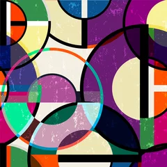 Rolgordijnen seamless circle pattern background, retro, vintage style, with circles, paint strokes and splashes © Kirsten Hinte