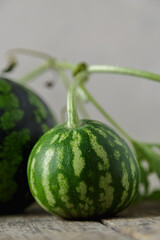 Waterelon, honey watermelon on wooden table background.