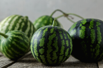 Waterelon, honey watermelon on wooden table background.
