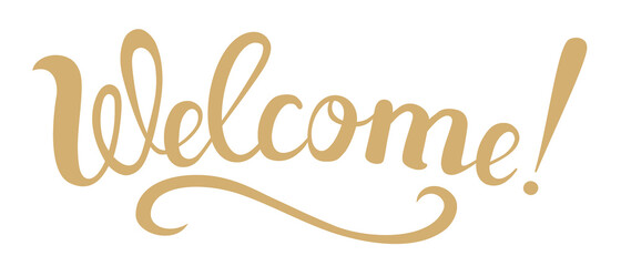 Welcome - the word is written in handwritten letters. Lettering wishes for web design.