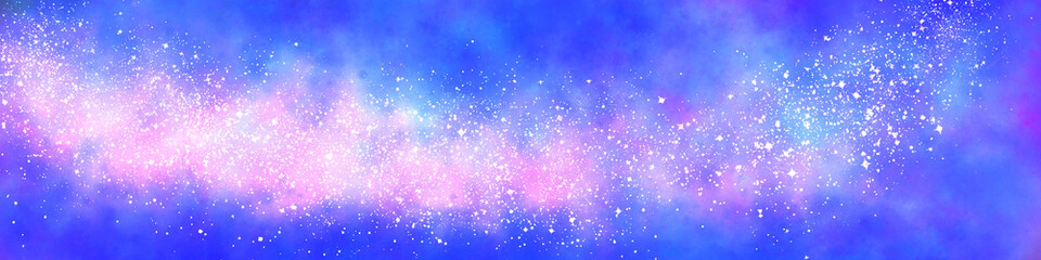 Space background with realistic nebula and lots of shining stars. Infinite universe and starry night. Colorful cosmos with stardust and the Milky Way. Magical color galaxy.