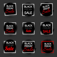 Black friday tags, halftone effect, white frame