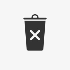 Delete icon vector isolated on grey background