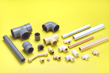 UPVC  CPVC Fittings for polypropylene pipes. Elements for pipelines. plastic piping elements. They...