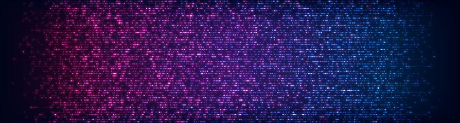 Big data abstract background. Abstract digital background with glowing sparkling particles points and streaks. Technology background concept. Vector illustration