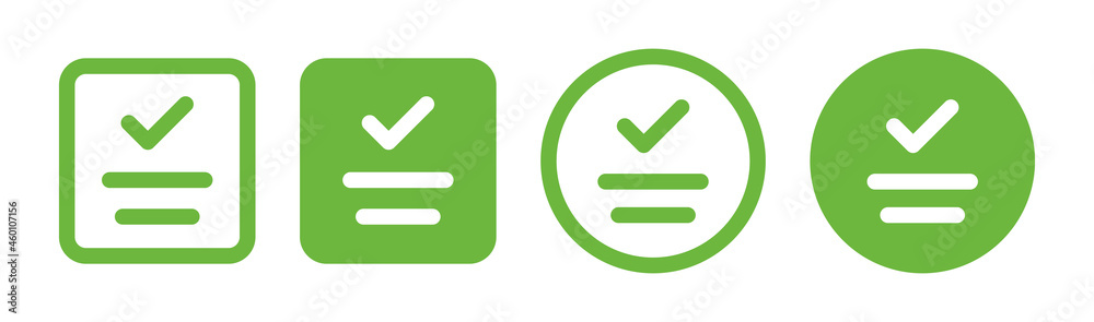 Aufkleber Check mark button icons set. Tick mark on checkbox icon.