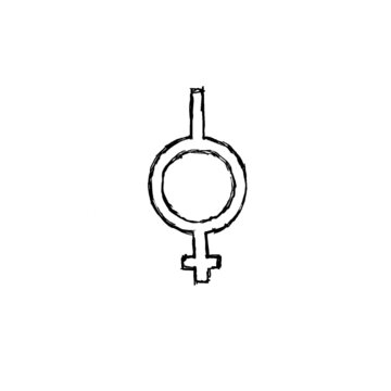 bigender (neutrois and female) nonbinary gender symbol (sketch)