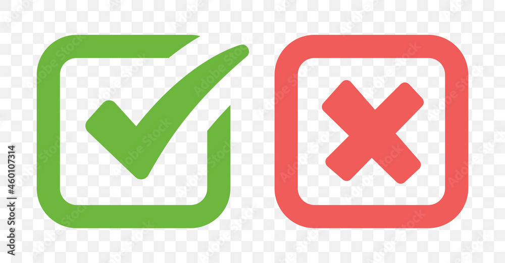 Poster Checkbox Yes and No icon on transparent background.