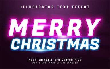 Naklejka na ściany i meble Merry christmas text effect neon style