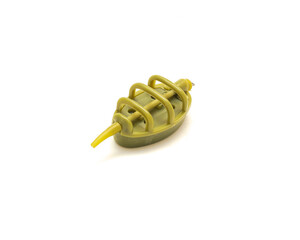One inline flat feeder for carp fishing bait holder tool isolated on white