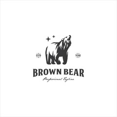 Brown Bear Grizzly Logo Design Vector Image