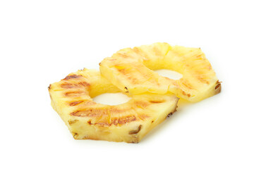 Tasty grilled pineapple isolated on white background
