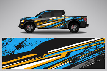 Wrap car vector design decal. Graphic abstract line racing background design for vehicle, race car, rally, adventure livery camouflage.