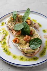 Creamy avocado sandwich, very appetizing close up photo