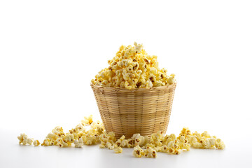 Popcorn isolated on white, studio short for movie advertizer concept