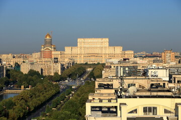Naklejka premium Facade of the Parliament Palace in Bucharest from above
