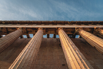 The old ruins: Temple of Hephaestus at sunset