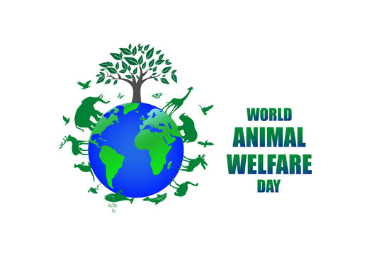 world animal welfare day . world earth surrounded by animals and nature .  illustration as a poster, banner, template . Stock Illustration | Adobe  Stock