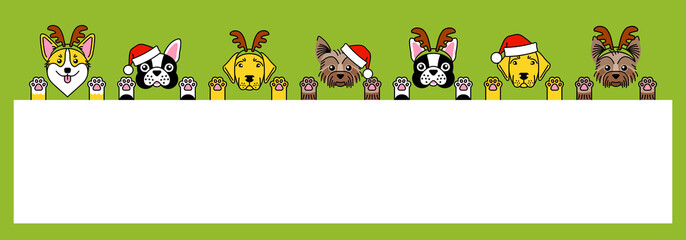 Obraz premium Dogs in christmas costume deer, santa claus
